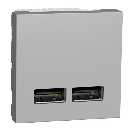 Розетка Schneider Electric Unica New USB 1 пост., 1 A, 100-240 В, 2 модуля, без рамки, алюміній (NU341830)