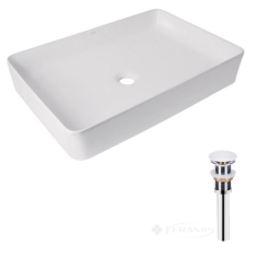 умывальник Qtap Tern 60x40x11 с донным клапаном PU02 white (QT17112174WN47303)