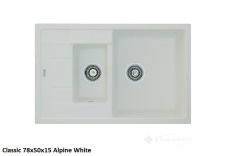 кухонная мойка Fabiano Classic 78x50x20 alpine white, 2 чаши (8221.201.0473)