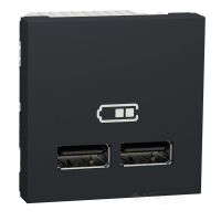розетка Schneider Electric Unica New USB 1 пост., 1 A, 100-240 В, 2 модуля, без рамки, антрацит (NU341854)