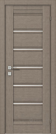 Дверное полотно Rodos Fresca Santi 600 мм, с полустеклом, серый дуб