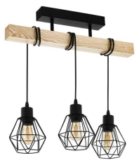 подвесной светильник Eglo Townshend 5, черный, коричневый, 3 лампы (43131)