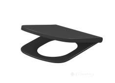 сиденье для унитаза Cersanit Larga прямоугольное тонкое wrap, дюропластовое с soft close, антрацит (K98-0268)