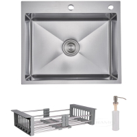 кухонная мойка Lidz Handmade H6050H 60х50 з дозатором + Lidz K01G корзина, honeycomb (LDH6050DEC4837049128)