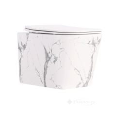 унитаз Qtap Tern Ultra Quiet подвесной, без ободка, с сиденьем дюропласт Soft-close marble (QT17332303ASMR)
