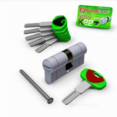 цилиндр для замка Securemme 3220CCS45451X5 К22 45-45 мм 5кл +1 монтажний ключ мат.хром