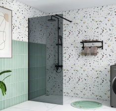 душевая перегородка Damixa Gala Walk-In 100x195 стекло тонированное, черный (53WG-wall-100195BG)