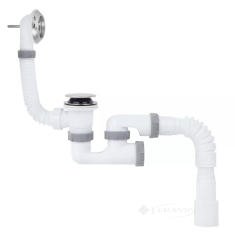 сифон для ванны ITAL B1013K с ревизией, выпуском Сlick-Сlack, переливом, гофротрубой 40х40/50 хром (SR27200133)