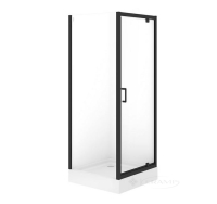 душевая кабина Cersanit Brasco 80x80x190, черная, распашные + поддон SHWR Tray Tako 80x16 VIR (S601-232) B869
