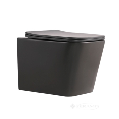 унитаз Qtap Tern Ultra Quiet подвесной, без ободка, с сиденьем дюропласт Soft-close антрацит (QT17332303ASAN)