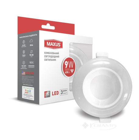 Точечный светильник Maxus SDL 3-step круглый, белый, 9W (1-MAX-01-3-SDL-09-C)