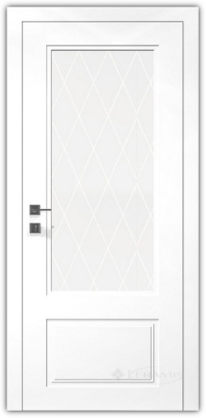 Дверне полотно Rodos Cortes Galant 600 мм, зі склом, білий мат