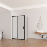 душевые двери Domospa by Ravak Slide SLDP2-120 black matt + glass Transparent (RKUC500033)