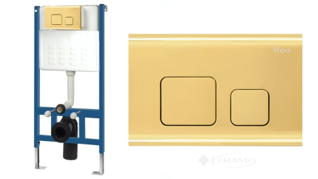 Інсталяційна система Rea для унітазу + кнопка F light gold (REA-E9851)