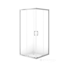 душевая кабина Cersanit Brasco 90x90x190, хром, раздвижная дверца, прозрачное стекло (S168-006)