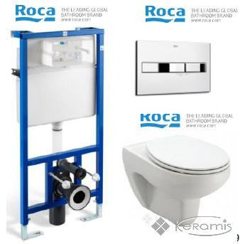 Акционный комплект ROCA: PRO инстал. для унитаза, PRO кнопка, Victoria унитаз подв, сиденье slow-clo
