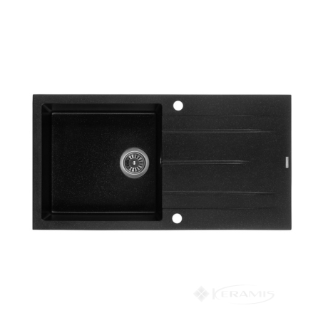 Кухонна мийка Granado Mora 95,2x49,7 black shine, з переливом (2601)