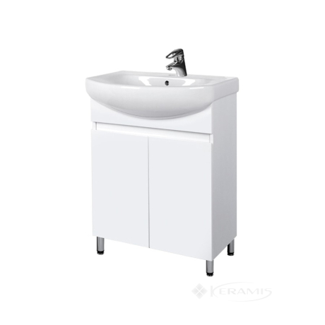 Тумбочка Мойдодыр Фокус-60 с умывальником Kolo Руна-60, 60x45x85 белый