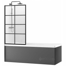 штора для ванны Rea Lagos-1 80x140 black стекло прозрачное (REA-K4570)
