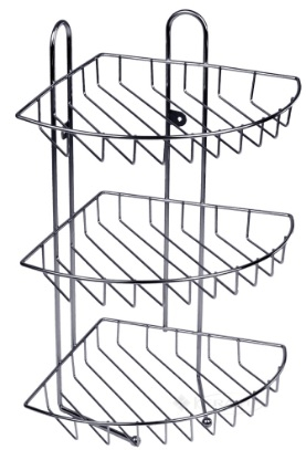 Поличка-сітка Arino напівкругла з кріпленням 23 х 23 х 44 см кутова трикутна (280408)