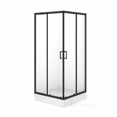 душевая кабина Cersanit Brasco 90x90x190, черная + поддон SHWR Tray Tako 90x16 VIR (S601-229) B866