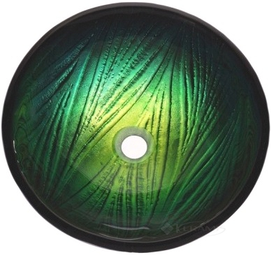 Умивальник Kraus GV-391-19mm 43,2x43,2 природний відтінок зеленого і бірюзового