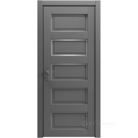 Дверное полотно Rodos Style 5 900 мм, полустекло, каштан серый