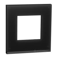 рамка Schneider Electric Unica New 1 пост., черное стекло, антрацит (NU600286)