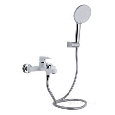 смеситель для ванны Qtap Jay с душевым гарнитуром, chrome/white (QTJAY259CRW45553)