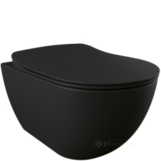 унитаз Creavit Free подвесной, без ободка, черный + сиденье soft-close (FE322-11SM00E-0000+KC0903.01.1400E)