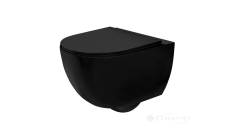 унитаз Carlo Mini Rimless 48x37 black mat + сиденье дюропласт soft-close (REA-C8489)