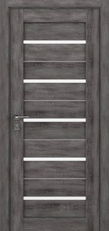 Дверне полотно Rodos Modern Lazio 600 мм, з полустеклом, дуб шале графіт