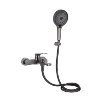 смеситель для ванны Qtap Slavonice с душевым гарнитуром, gunmetal black PVD (QTSLV259GMB48035)