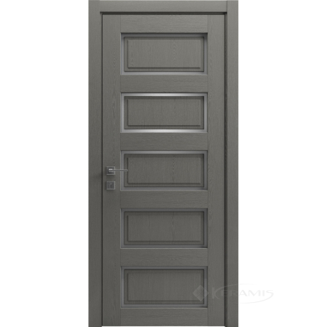 Дверное полотно Rodos Style 5 700 мм, полустекло, сосна браш braun