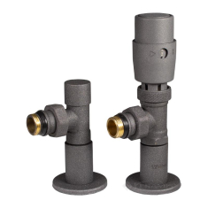 краны радиаторные дизайн Ideale с термоголовкой 1/2”x1/2” ВЗ антрацит угловые