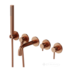 смеситель для ванны Omnires Y на 5 отверстий brushed copper (Y1237/1SCPB)