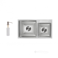 кухонна мийка Lidz 780x430x220 brush + дозатор для миючого засобу ( LIDZH7843BRU3010)