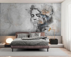 фотошпалери Photowall жіноче обличчя з квітами, м2