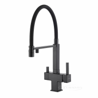 змішувач для кухні на дві води Gappo з висувним виливом, чорний (G4395-56)