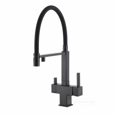 змішувач для кухні на дві води Gappo з висувним виливом, чорний (G4395-56)