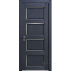 дверное полотно Rodos Style 4 700 мм, полустекло, сосна браш cobalt