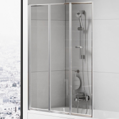 штора для ванны New Trendy Trex 100x140 безопасное, стекло прозрачное, 3 элемента (P-0153)
