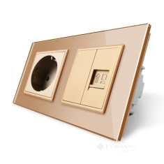 розетка двухместная комбинированная Livolo 2 пост., золото стекло (VL-C7C1EUK01C-13)