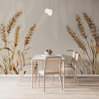 фотообои Photowall рисунок пшеницы на белом фоне, м2