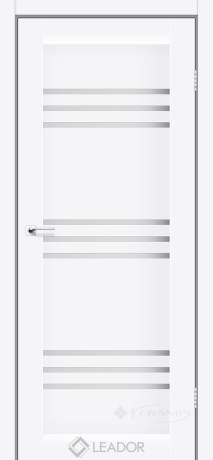 Дверное полотно Leador Sovana 600х2000, белый матовый, стекло сатин белый