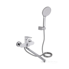 смеситель для ванны Qtap Jay с душевым гарнитуром, chrome/white (QTJAY2601CRW45552)