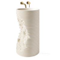 умивальник Rea Travena Round 41x41 матовий, бежевий, імітація каменю (REA-U3533)