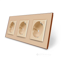 розетка Livolo ZigBee 3 пост., с заземлением, золотой (VL-C7FCTC16AZ-6AP)