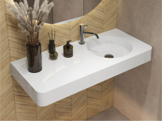 умывальник Miraggio Loop 99,7x44,8x11,7 белый глянец, подвесной, литой мрамор (8814190)