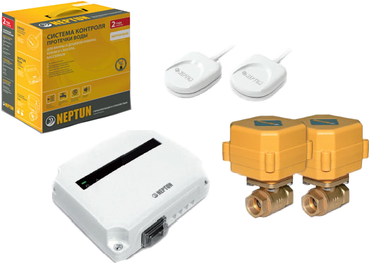 Готовый набор защиты от утечки воды Neptun Base Датчики, краны и модули управления в комплекте Neptun Base